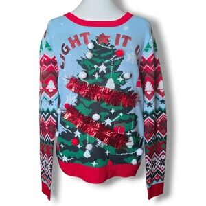 NWT No Boundaries Ugly Christmas Sweater – Light It Up Holiday Tree